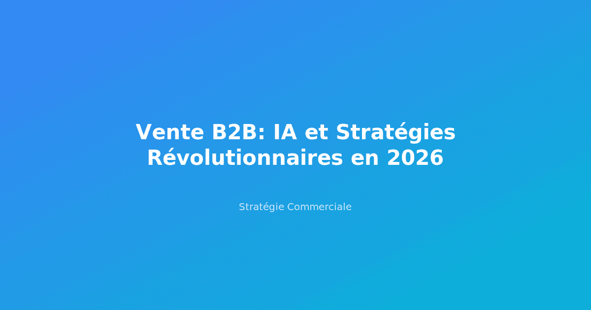 Vente B2B: IA et Stratégies Révolutionnaires en 2026