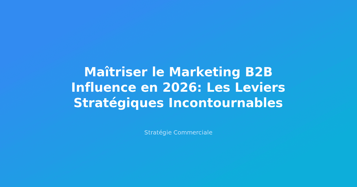 Marketing B2B Influence: Leviers Stratégiques 2026
