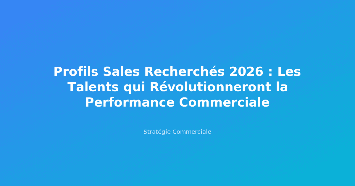 Profils Sales Recherchés 2026 : Les Talents qui Révolutionneront la Performance Commerciale