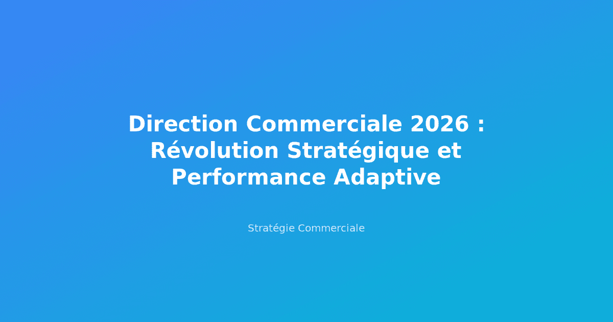Direction Commerciale 2026 : Révolution Stratégique et Performance Adaptive